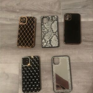 Set of 5 girly blingy iPhone 11s cases
